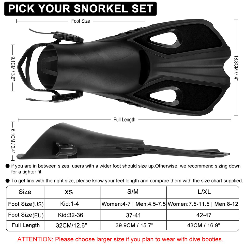 Snorkel Fins - Short Adjustabl - Snorkel Dry Top 评论和价格