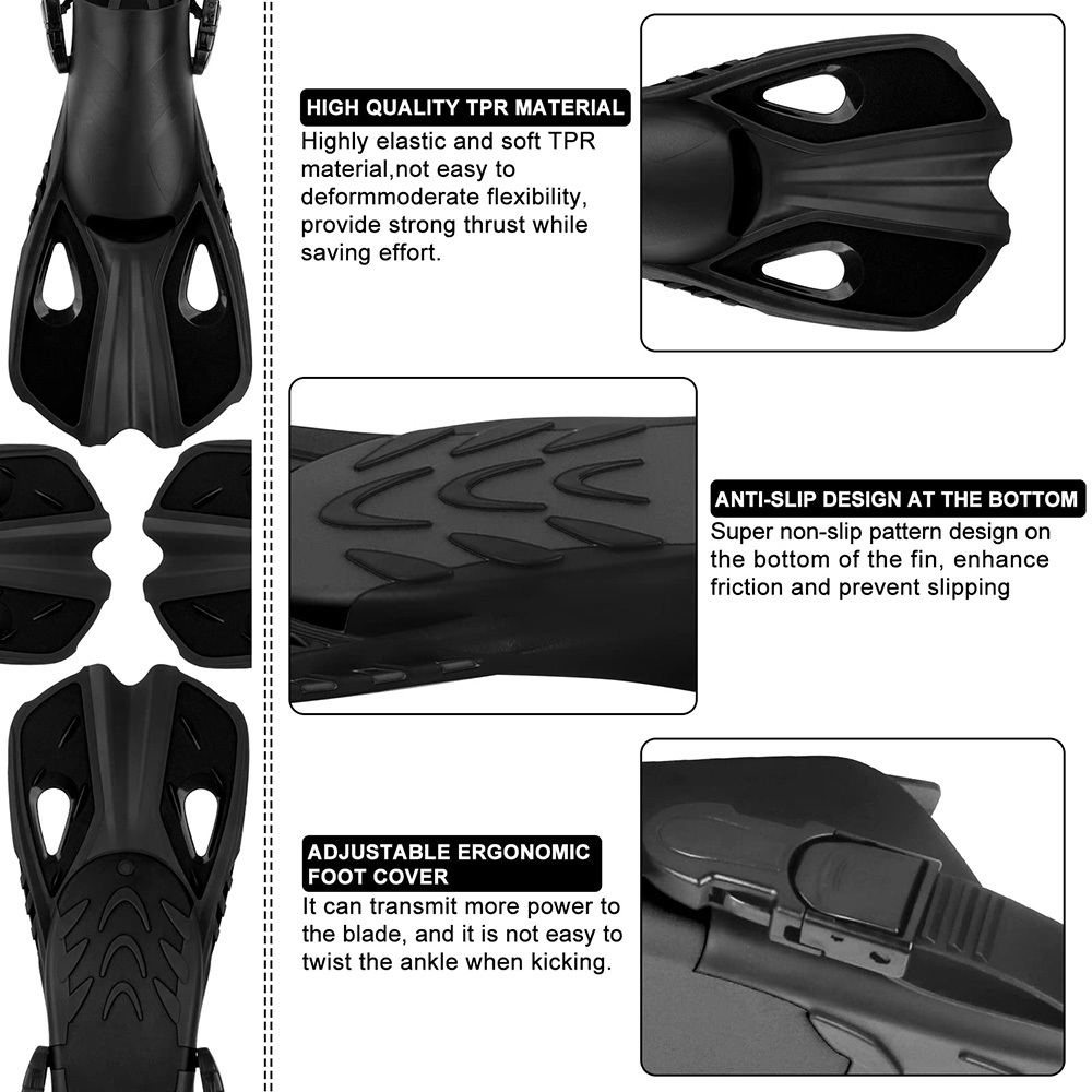 Snorkel Fins - Short Adjustabl - Snorkel Dry Top 评论和价格